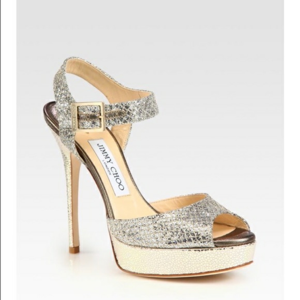 Gorgeous Jimmy Choo Linda Glitter Sandals